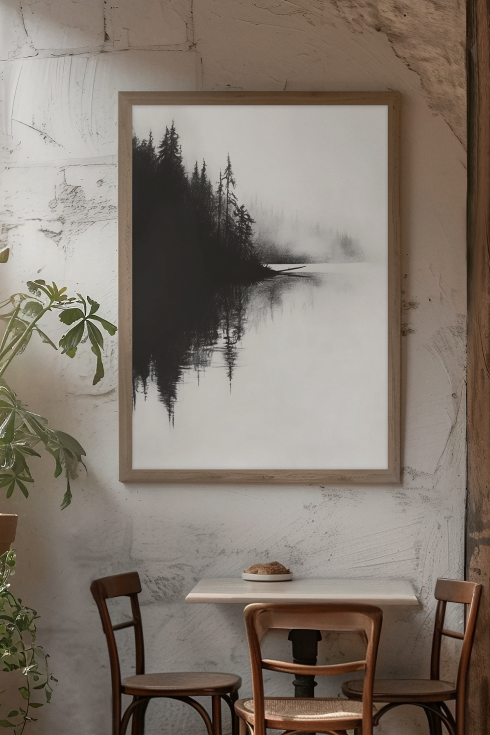 Nord Design-Kara Kalem Seri̇si̇ Çerçeveli̇ Tablo - Ormandaki Nehir-Tablo-1-roqelvaxirum.shop
