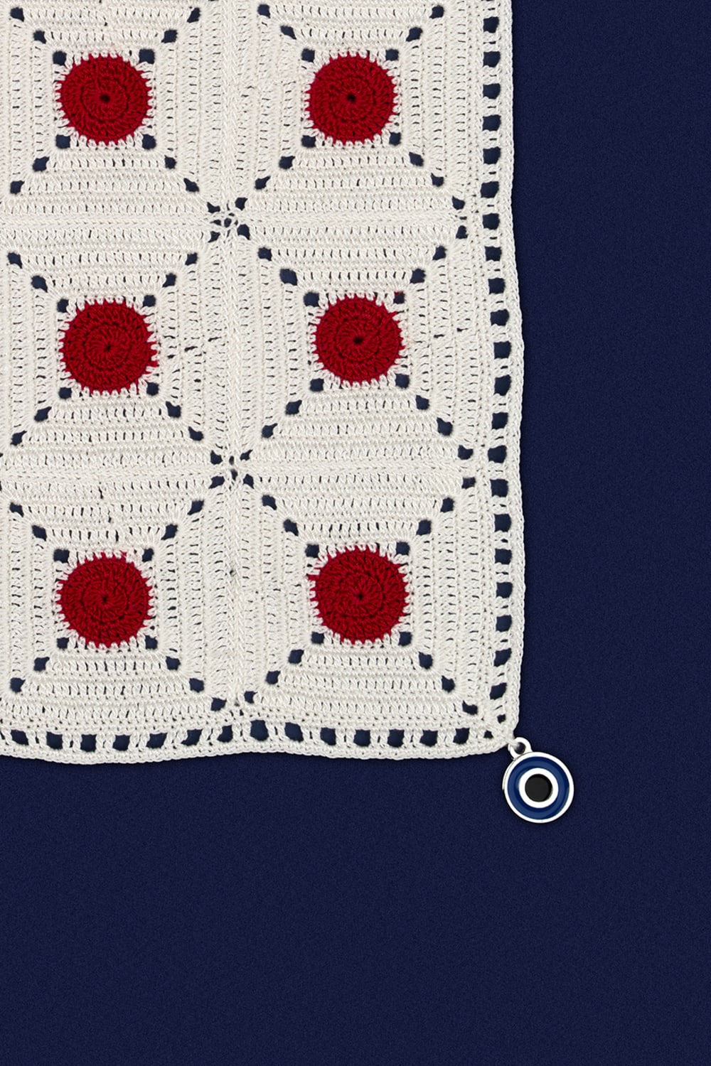 OHM Handmade-Krem Kırmızı Tiny Dots El İşi Dantel Örtü-Dantel Örtüler-2-roqelvaxirum.shop