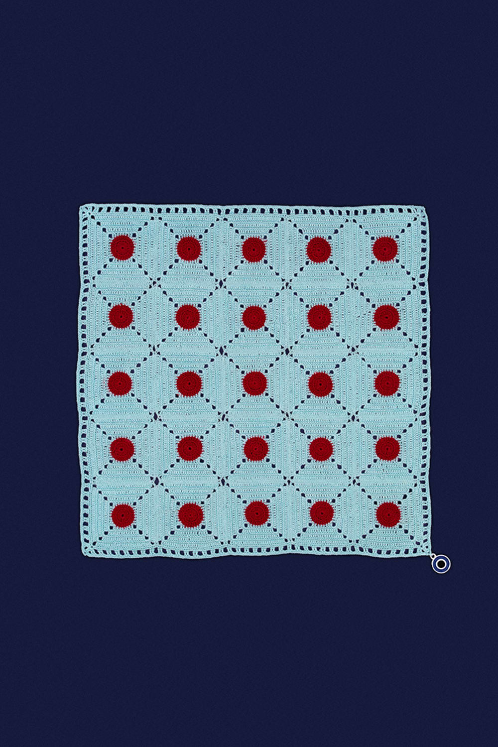 OHM Handmade-Mavi Kırmızı Tiny Dots El İşi Dantel Örtü-Dantel Örtüler-1-roqelvaxirum.shop