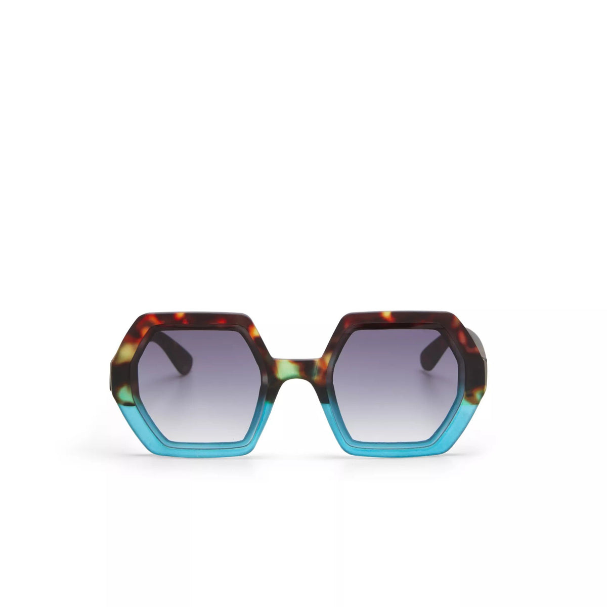 Okkia-Okkia Emma Big Hexagonal Unisex Güneş Gözlüğü Havana Mavisi-Güneş Gözlüğü-5-roqelvaxirum.shop