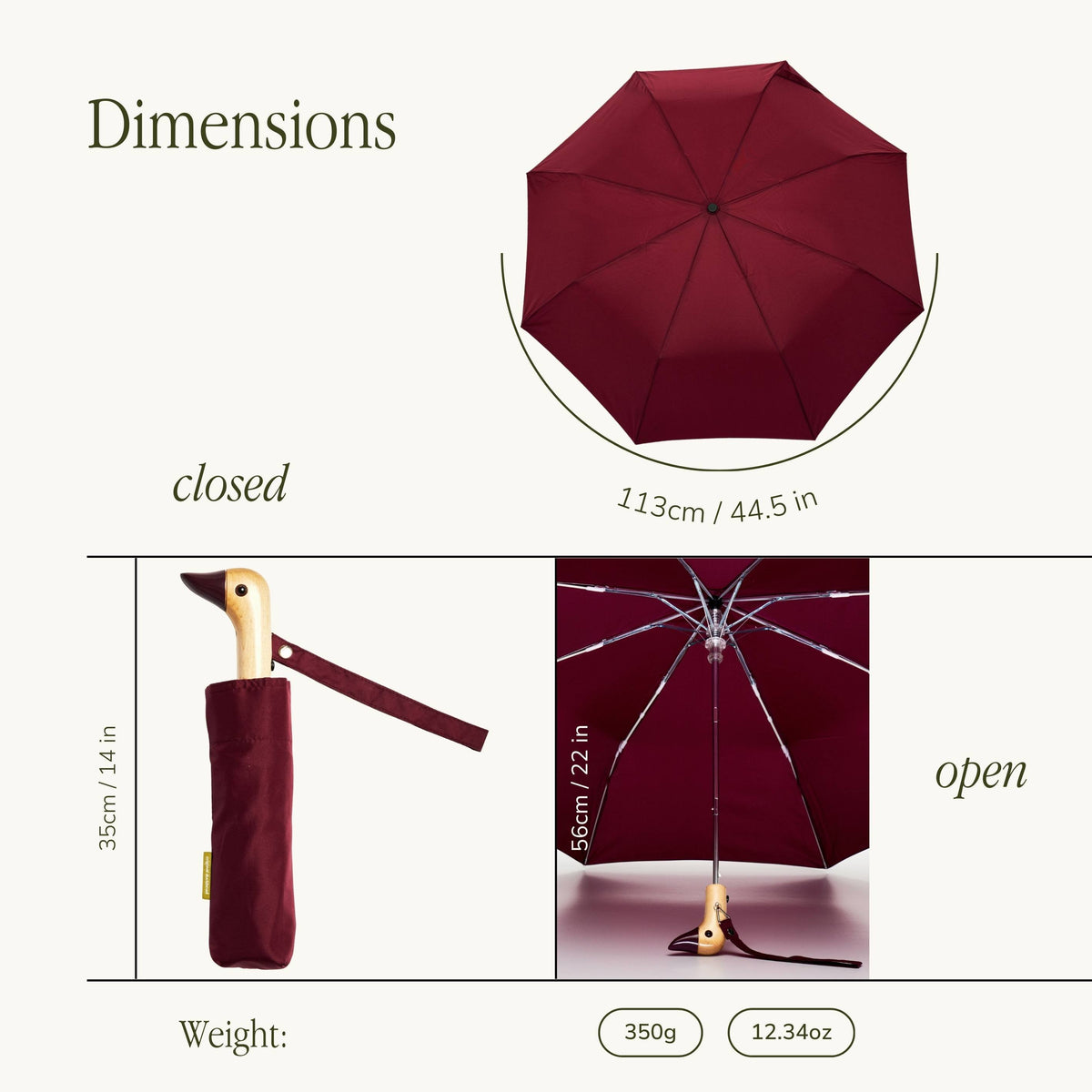 Original Duckhead-Original Duckhead Duck Kompakt şemsiye Bordo-Şemsiye-8-roqelvaxirum.shop