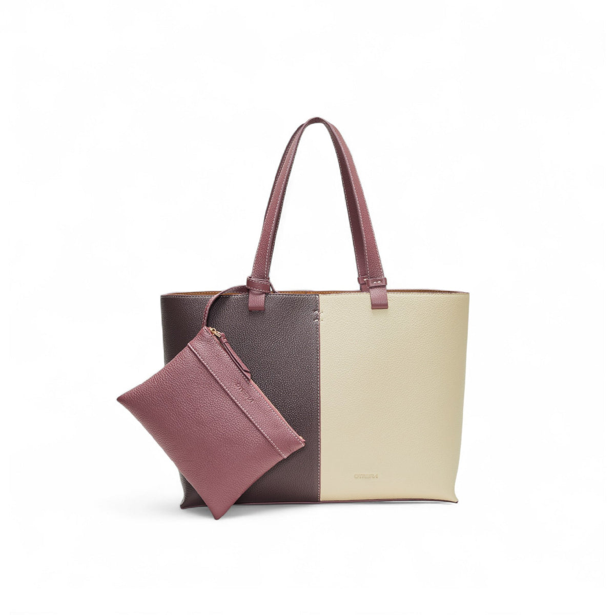 Otrera-Hebe Bag Burgundy&Beige-Shopper / Tote Bag-1-roqelvaxirum.shop