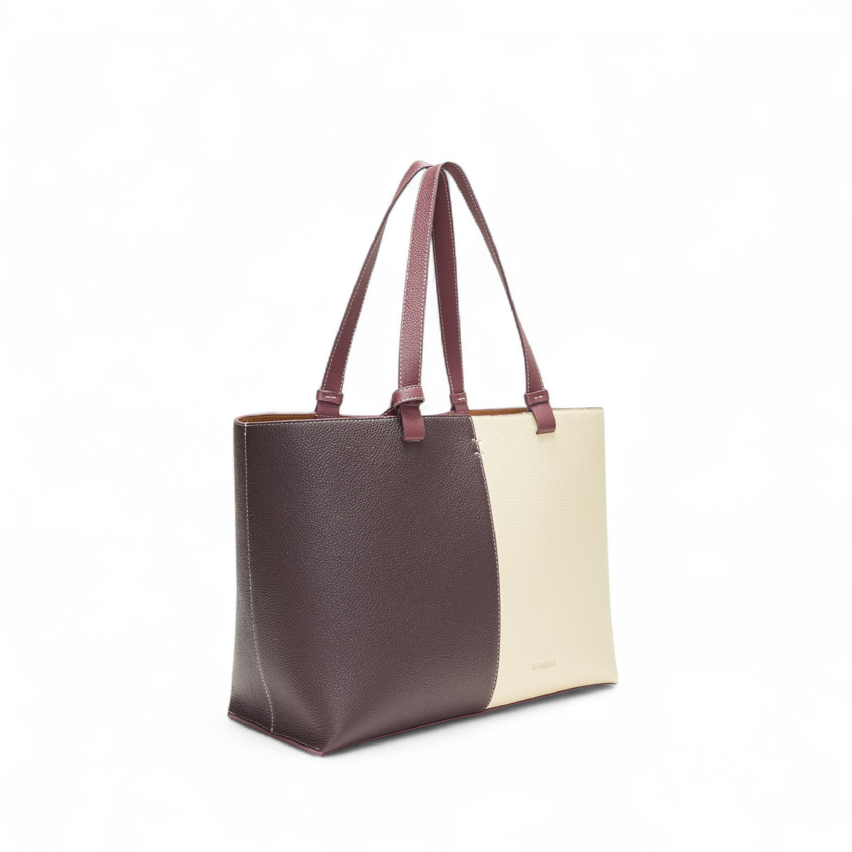 Otrera-Hebe Bag Burgundy&Beige-Shopper / Tote Bag-3-roqelvaxirum.shop