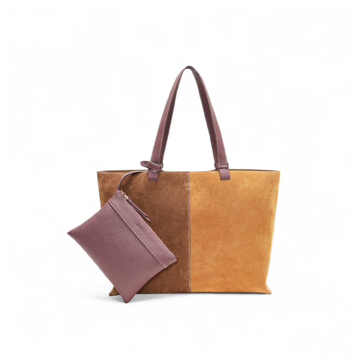 Otrera-Hebe Bag Suede Brown&Tan-Shopper / Tote Bag-1-roqelvaxirum.shop