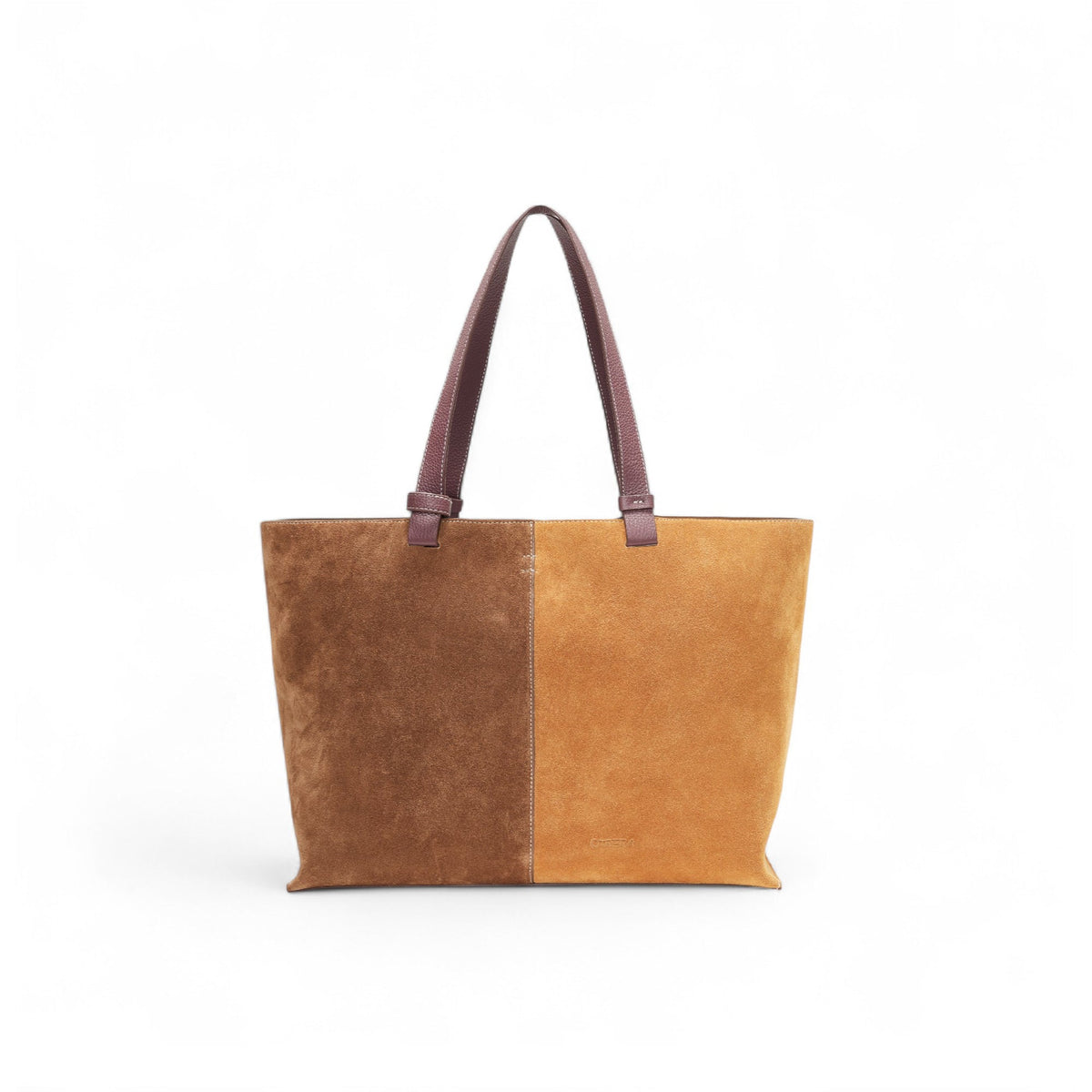 Otrera-Hebe Bag Suede Brown&Tan-Shopper / Tote Bag-2-roqelvaxirum.shop