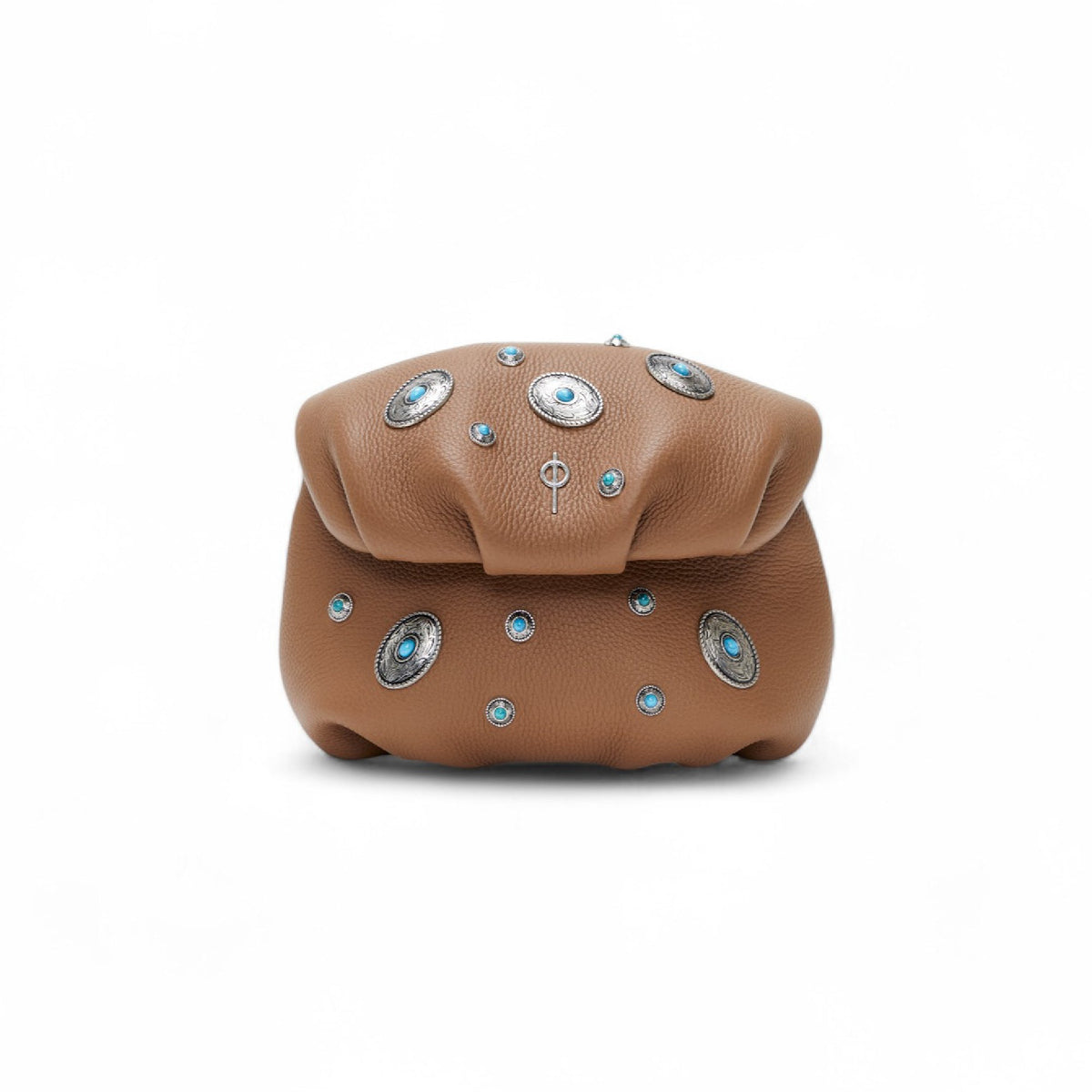 Otrera-Mını Studded Leda Tan-Clutch-1-roqelvaxirum.shop