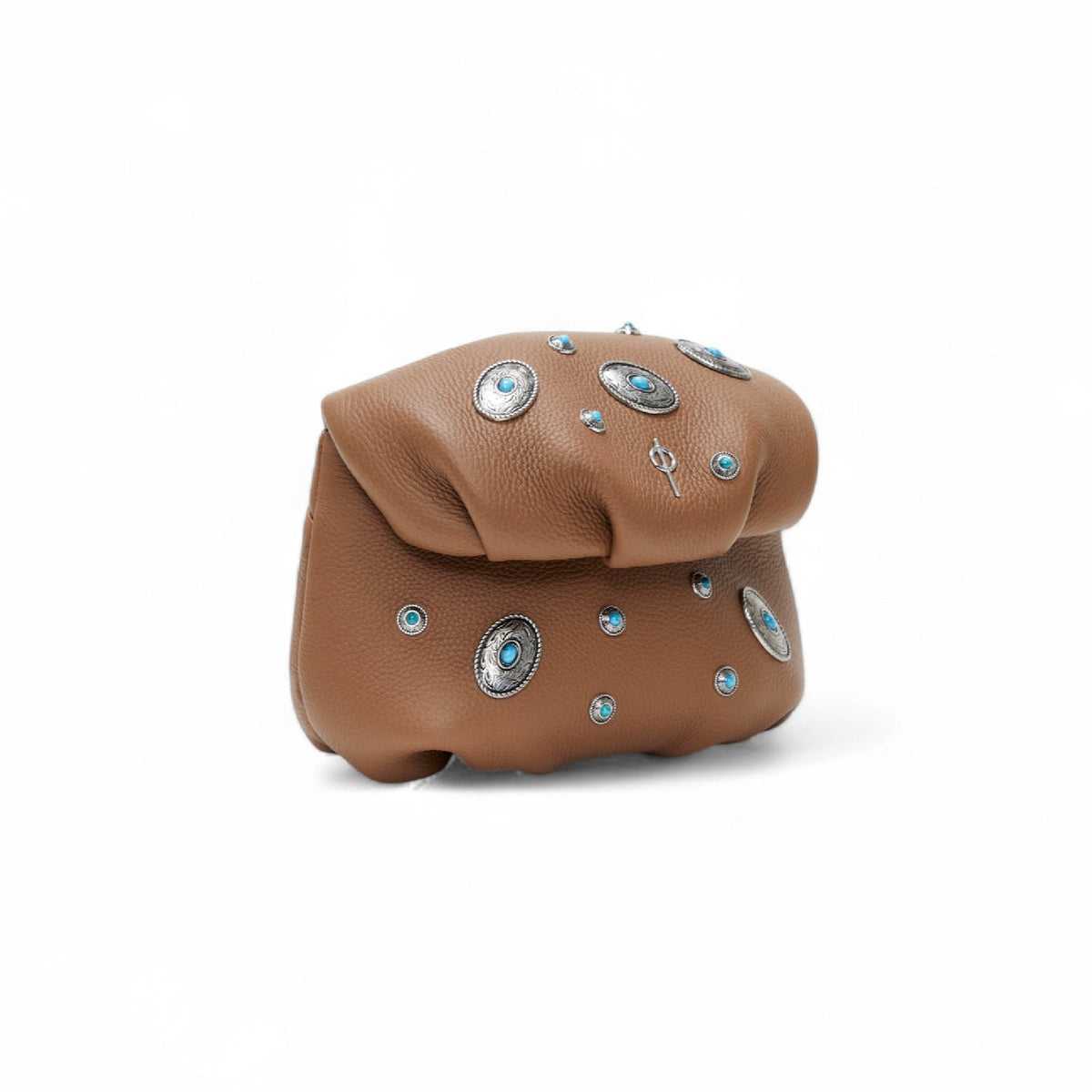 Otrera-Mını Studded Leda Tan-Clutch-2-roqelvaxirum.shop
