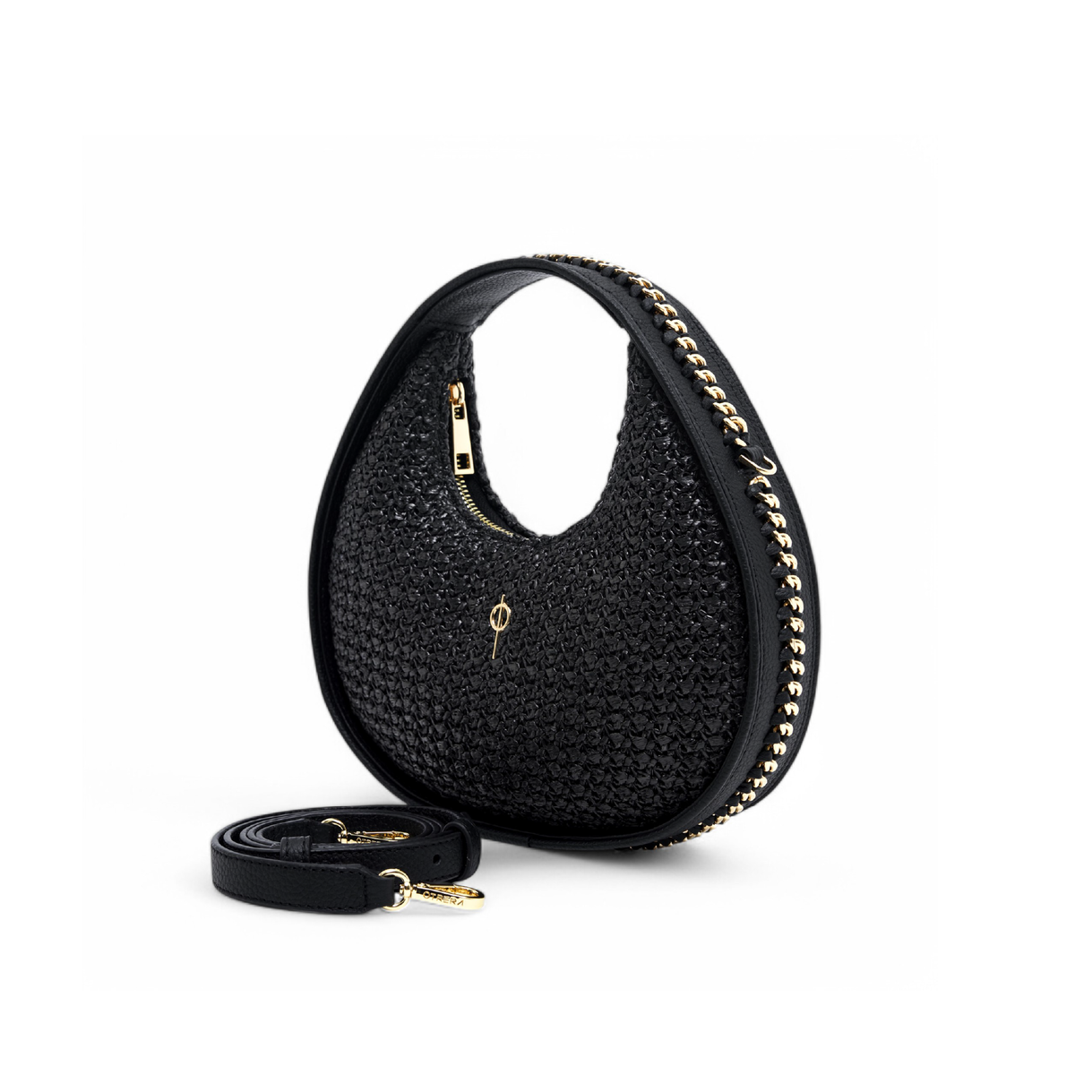 Otrera-Round Chain Bag Straw Black-Crossbody bag-2-roqelvaxirum.shop