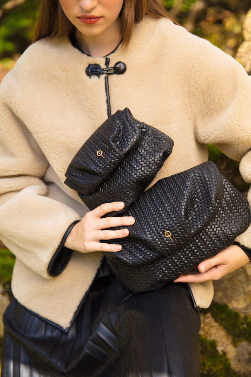 Otrera-SORUNLU - Baby Leda Braid Black-Omuz Çantası-4-roqelvaxirum.shop