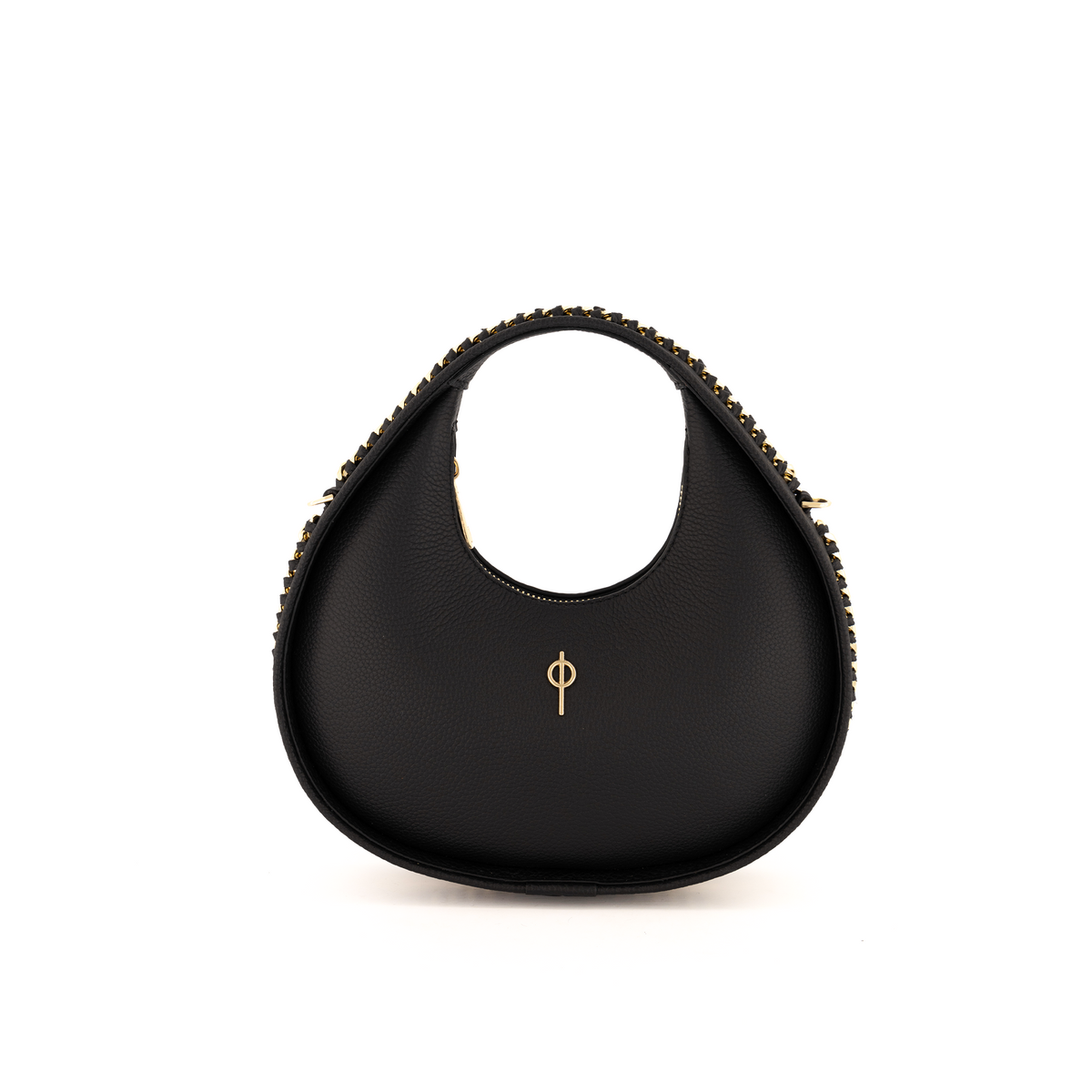 Otrera-SORUNLU - Round Chain Bag Black-Omuz Çantası-1-roqelvaxirum.shop