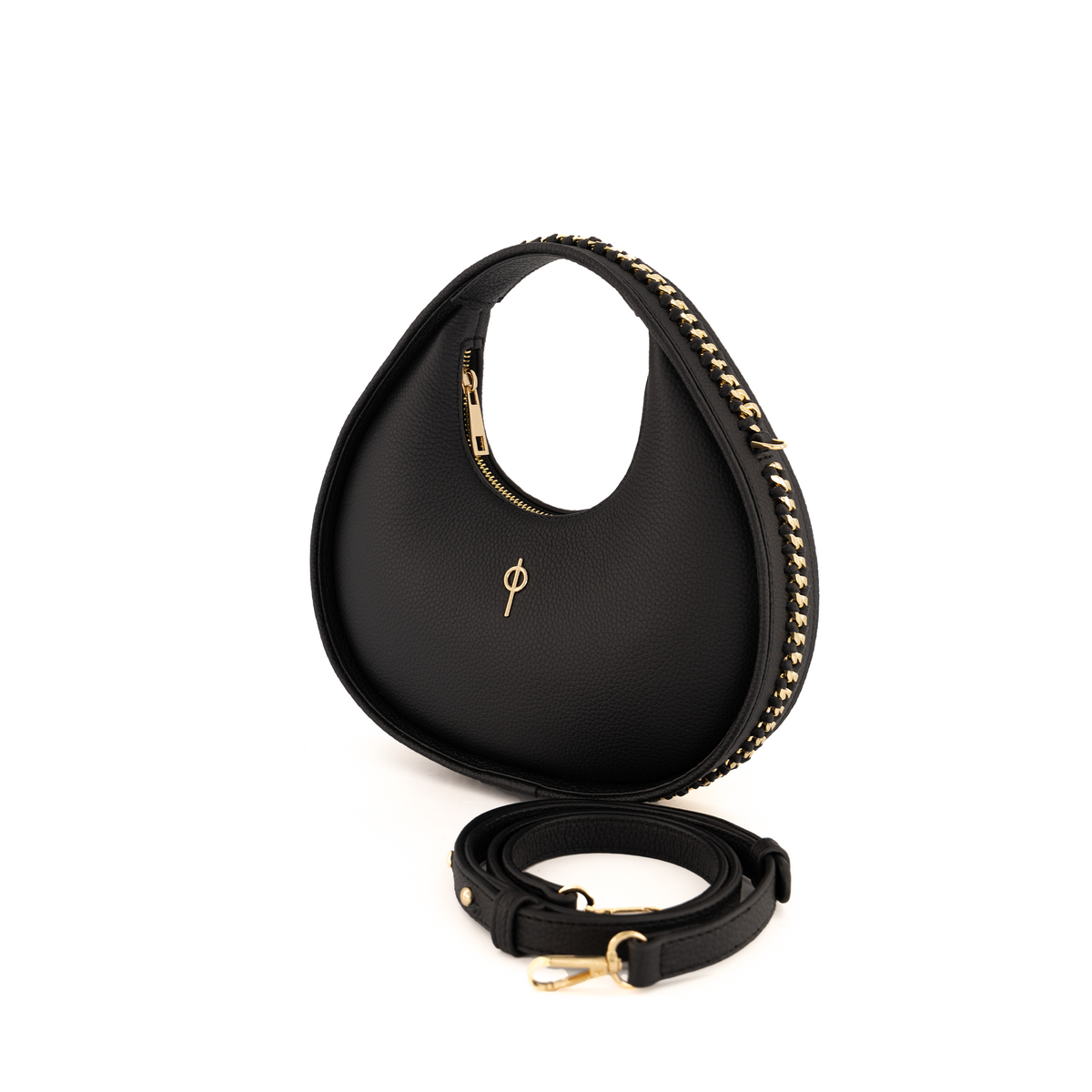 Otrera-SORUNLU - Round Chain Bag Black-Omuz Çantası-3-roqelvaxirum.shop