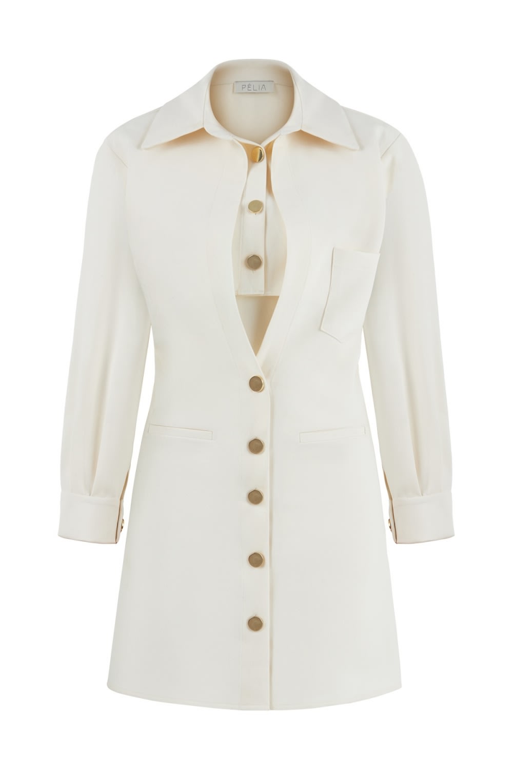 Pelia-Linda Krep Krem Mini Elbise-Elbise-1-roqelvaxirum.shop