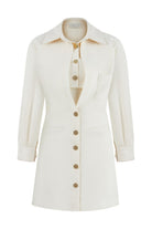 Pelia-Linda Krep Krem Mini Elbise-Elbise-1-roqelvaxirum.shop