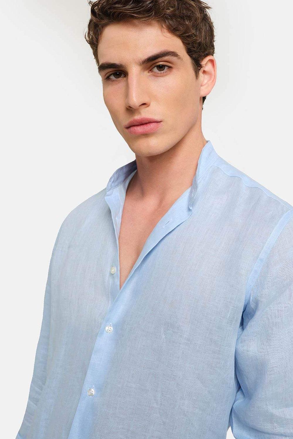 Peninsula-Art Linen Shirt Italian Collar Budelli-Gömlek-3-roqelvaxirum.shop