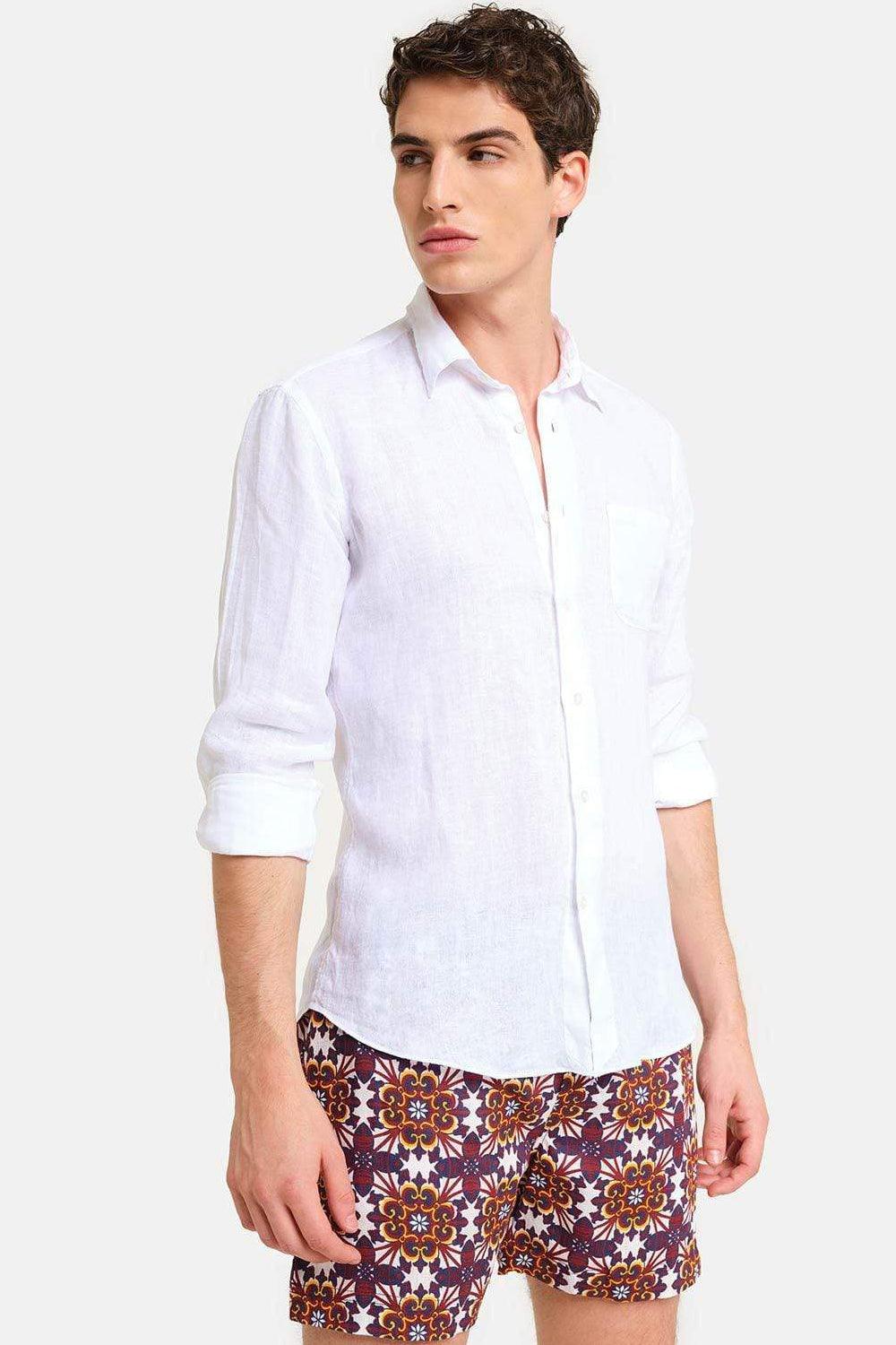 Peninsula-Art Linen Shirt Italian Collar Spiaggia Bianca-Gömlek-3-roqelvaxirum.shop