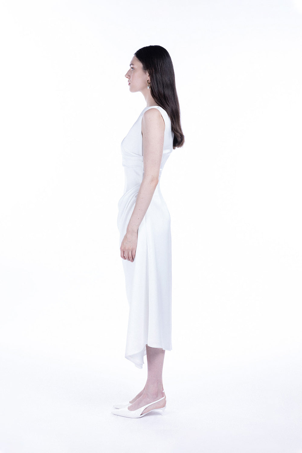 Peploum-Amor Draped Sateen Dress-Elbise-4-roqelvaxirum.shop