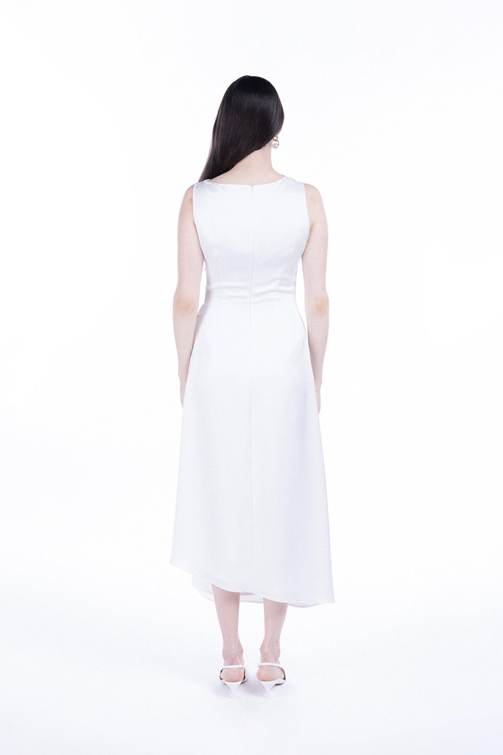 Peploum-Amor Draped Sateen Dress-Elbise-5-roqelvaxirum.shop