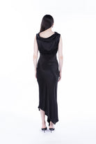 Peploum-Lea Folded Neckline Sateen Dress-Elbise-4-roqelvaxirum.shop
