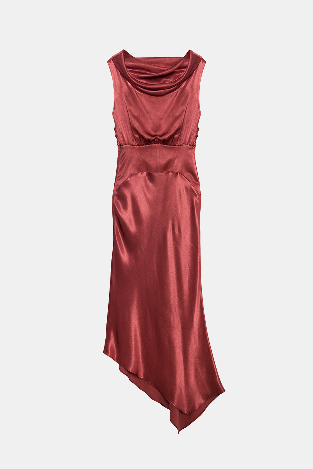 Peploum-Lea Folded Neckline Sateen Dress-Elbise-7-roqelvaxirum.shop