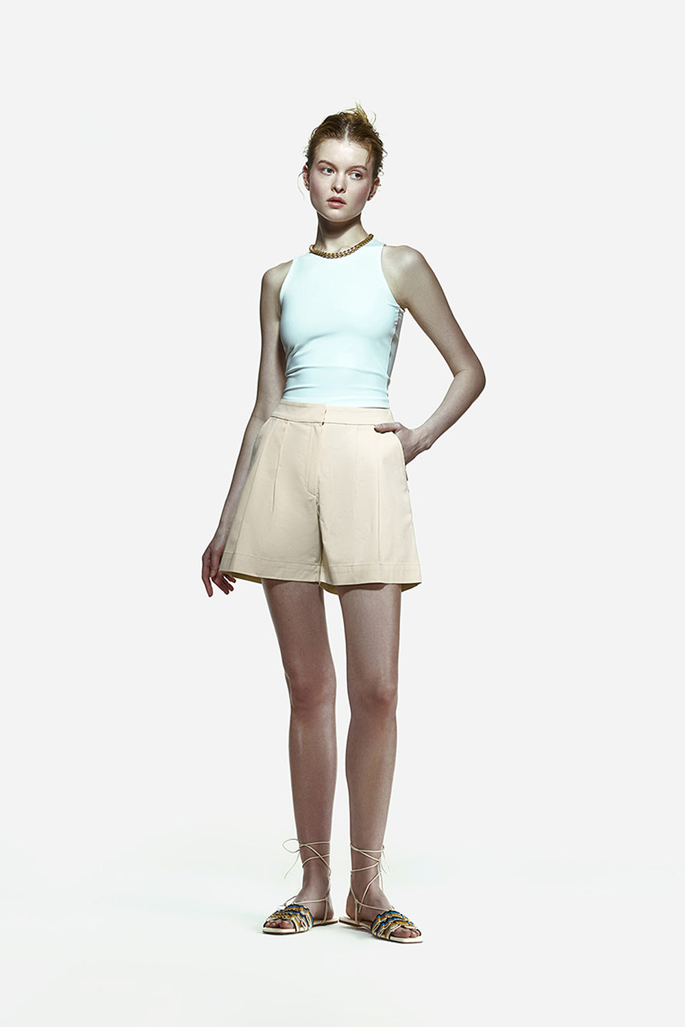 Peploum-Toba Shorts In Eggnog Yellow-Şort-2-roqelvaxirum.shop