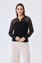Peraluna-Addison Ajur Örgülü Kadın Triko Hırka Si̇yah-Kazak & Triko-5-roqelvaxirum.shop