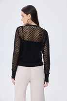 Peraluna-Addison Ajur Örgülü Kadın Triko Hırka Si̇yah-Kazak & Triko-8-roqelvaxirum.shop
