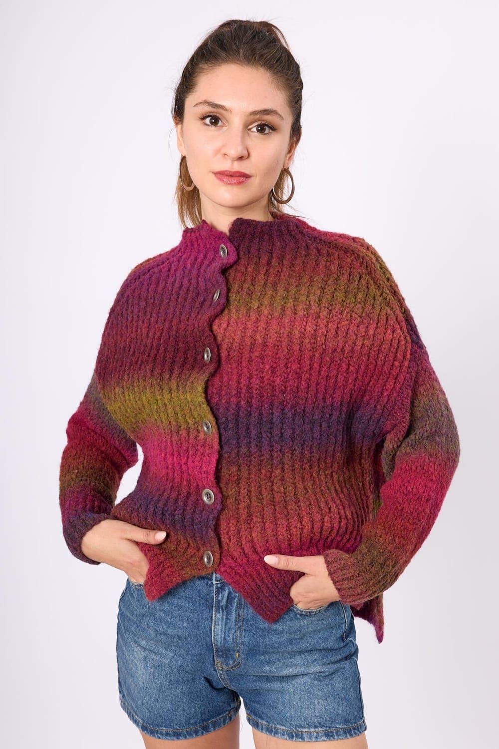 Peraluna-Anabella Bol Kesim Kadın Triko Hırka Melanj-Kazak & Triko-14-roqelvaxirum.shop