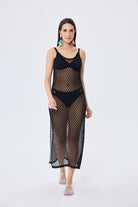 Peraluna-Angel Ajurlu Kadın Uzun Triko Plaj Elbisesi Si̇yah-Elbise-1-roqelvaxirum.shop