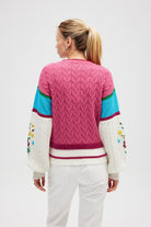 Peraluna-Aurora Rahat Kesim Kadın Triko Kazak Pink Multi-Kazak-7-roqelvaxirum.shop