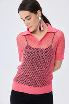Peraluna-Ava Ajurlu Polo Yaka Kadın Triko Bluz Koral-Bluz-5-roqelvaxirum.shop