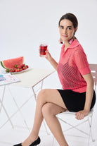 Peraluna-Ava Ajurlu Polo Yaka Kadın Triko Bluz Koral-Bluz-7-roqelvaxirum.shop