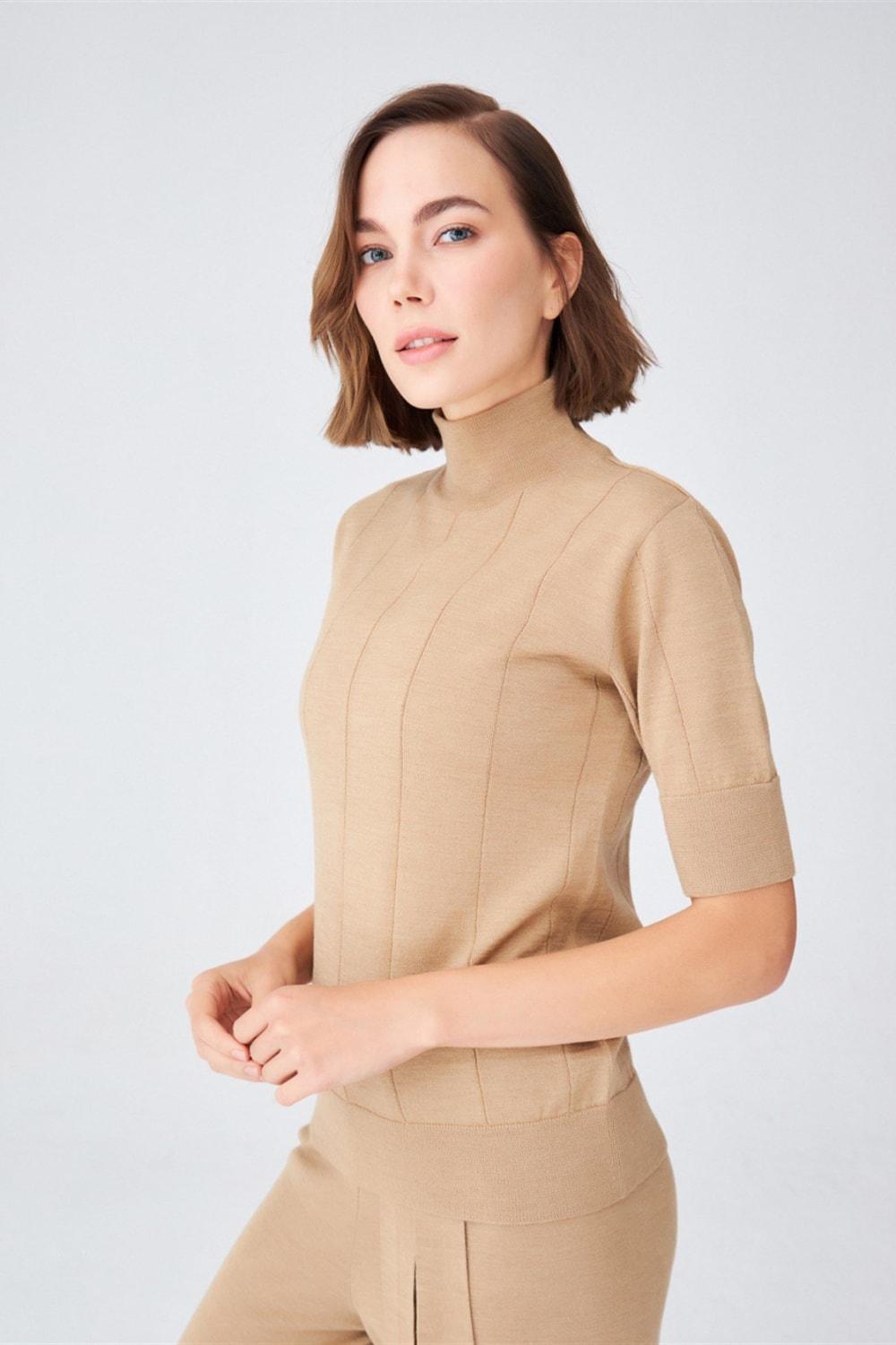 Peraluna-Balıkçı Yaka Kısa Kollu İnce Basic Kadın Triko Bluz-Top-6-roqelvaxirum.shop