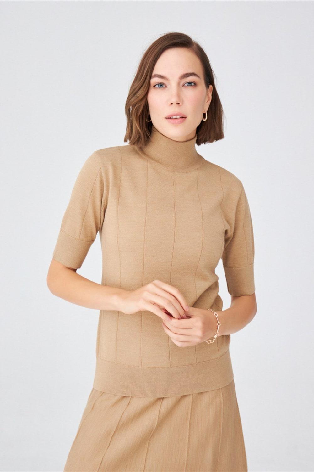 Peraluna-Balıkçı Yaka Kısa Kollu İnce Basic Kadın Triko Bluz-Top-9-roqelvaxirum.shop