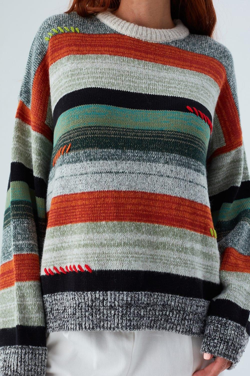 Peraluna-Camila Pullover Bol Kesim El İşlemeli Kadın Triko Kazak-Kazak & Triko-3-roqelvaxirum.shop