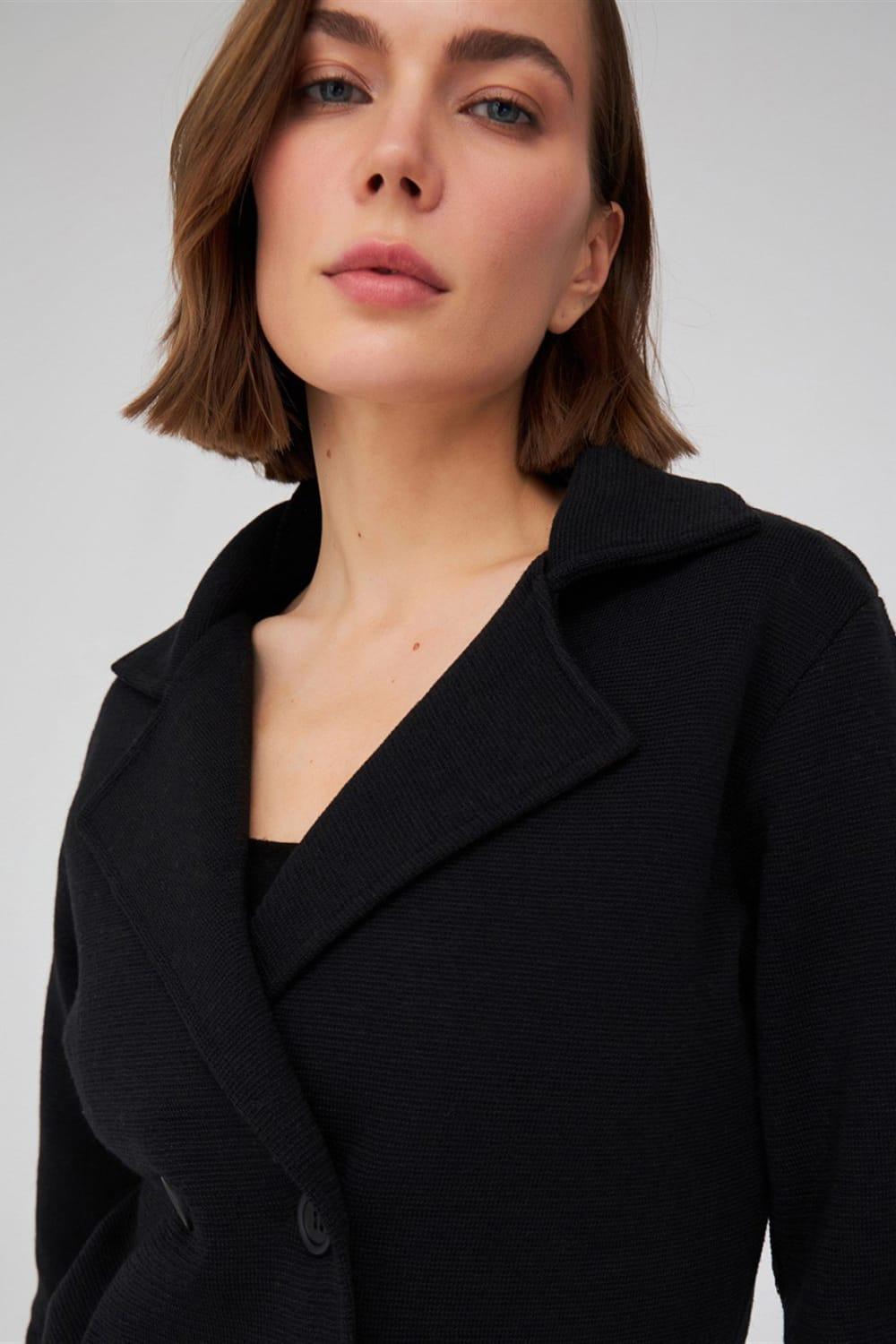 Peraluna-Çelik Örgü Klasik Kesim Blazer Kadın Triko Ceket-Ceket-3-roqelvaxirum.shop