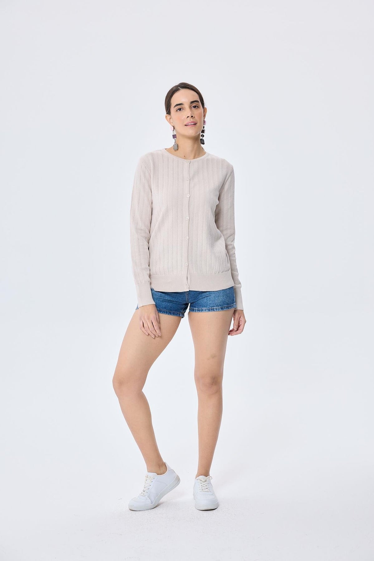 Peraluna-Celine Ajur Örgülü Kadın Triko Hırka Kum-Kazak & Triko-1-roqelvaxirum.shop