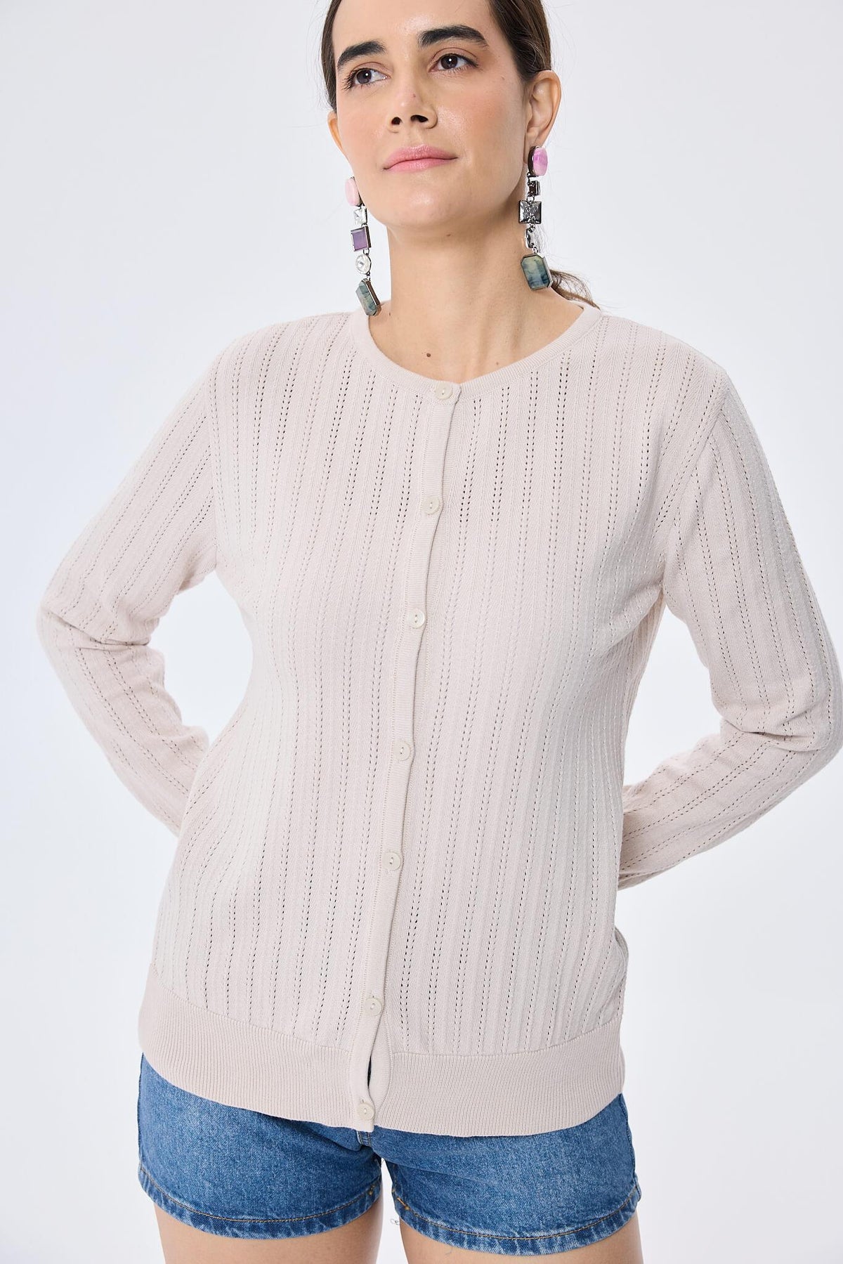 Peraluna-Celine Ajur Örgülü Kadın Triko Hırka Kum-Kazak & Triko-3-roqelvaxirum.shop