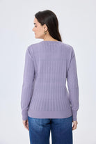 Peraluna-Celine Ajur Örgülü Kadın Triko Hırka Lavanta-Kazak & Triko-8-roqelvaxirum.shop
