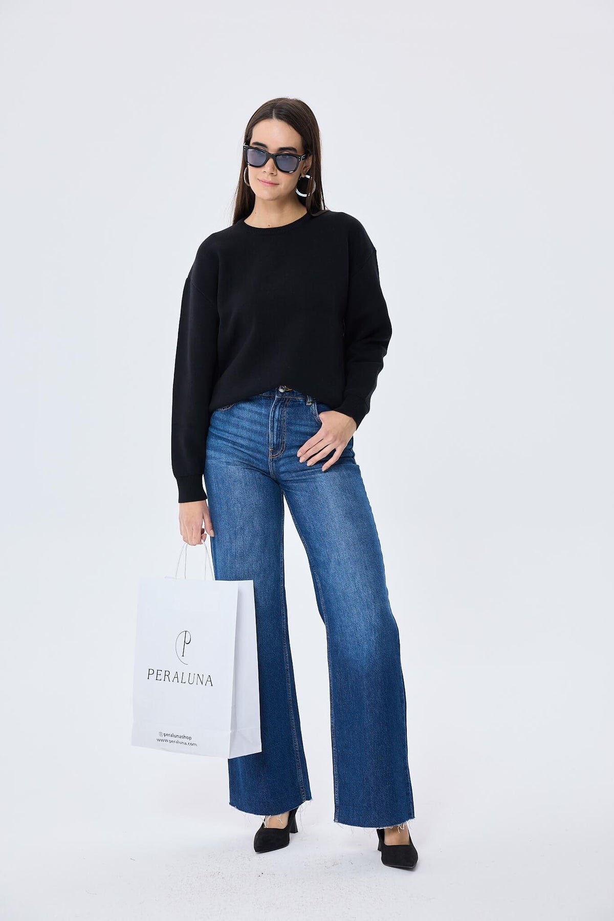 Peraluna-Cleo Düz Örgü Kadın Mevsimlik Triko Kazak Siyah-Kazak & Triko-2-roqelvaxirum.shop