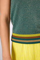 Peraluna-Delight Halter Yaka Çizgili Simli Kadın Triko Bluz Zümrüt Multi-Bluz-4-roqelvaxirum.shop