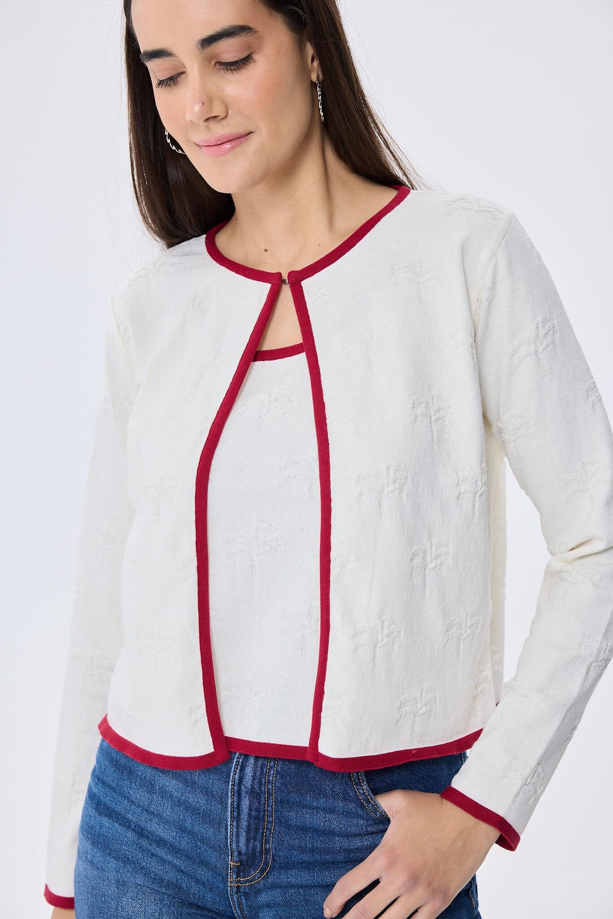 Peraluna-Desert Palm Palmiye Desenli Kadın Yazlık Triko Hırka Ekru-Kazak & Triko-5-roqelvaxirum.shop