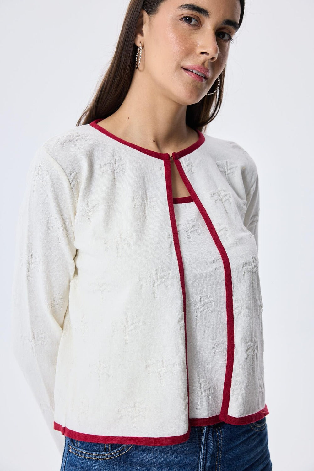 Peraluna-Desert Palm Palmiye Desenli Kadın Yazlık Triko Hırka Ekru-Kazak & Triko-8-roqelvaxirum.shop