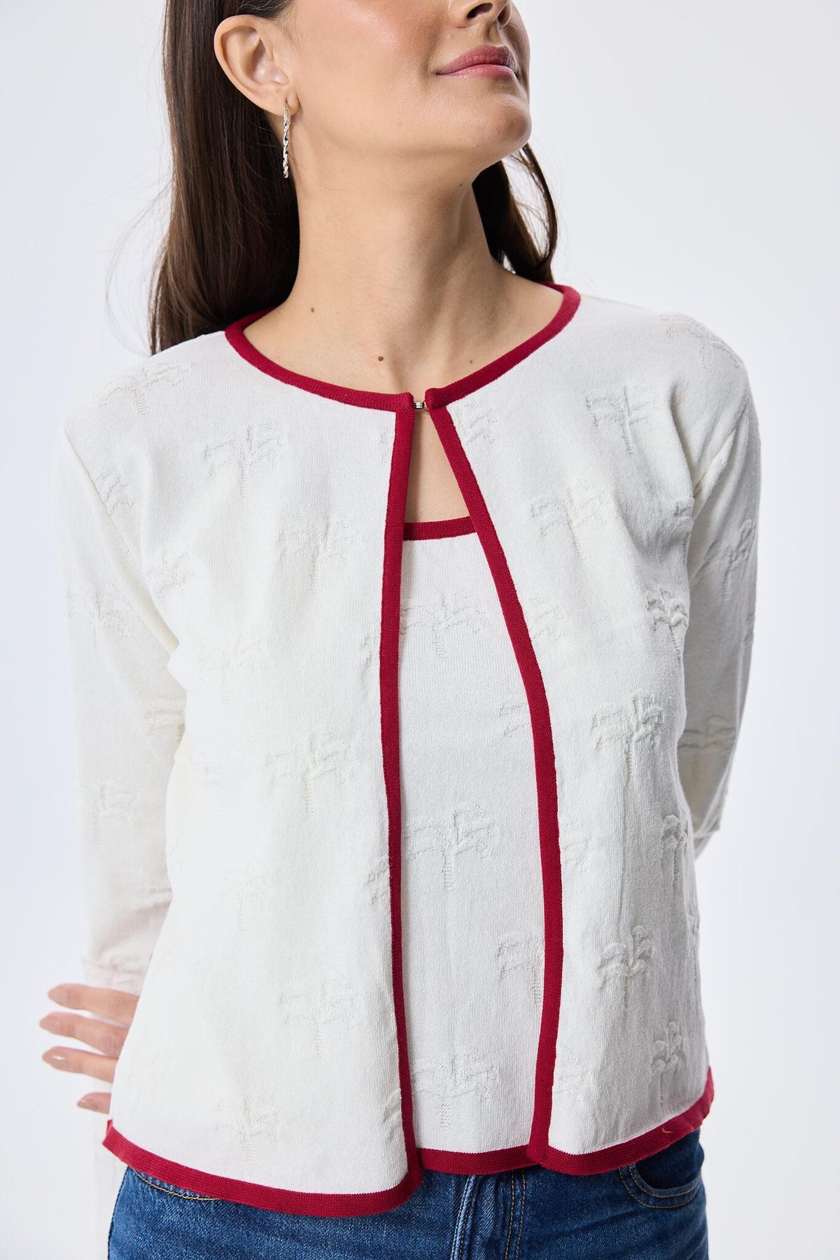 Peraluna-Desert Palm Palmiye Desenli Kadın Yazlık Triko Hırka Ekru-Kazak & Triko-9-roqelvaxirum.shop