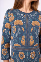 Peraluna-Felicity Çiçek Jakarlı Kadın Triko Elbise İndigo Multi-Elbise-4-roqelvaxirum.shop
