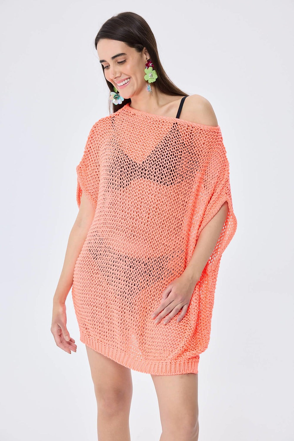 Peraluna-Fiona Ajurlu Kadın Yazlık Tunik Neon Turuncu-Kazak & Triko-5-roqelvaxirum.shop