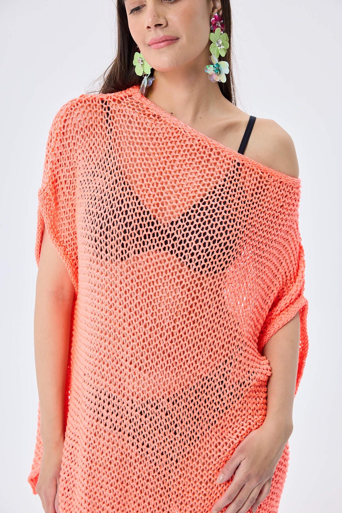 Peraluna-Fiona Ajurlu Kadın Yazlık Tunik Neon Turuncu-Kazak & Triko-6-roqelvaxirum.shop
