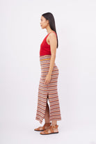 Peraluna-Frida Long Skirt Beli Lastikli Dar Kesim Yan Yırtmaçlı 90 Cm Kadın Triko Etek-Etek-5-roqelvaxirum.shop