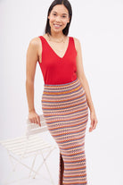 Peraluna-Frida Long Skirt Beli Lastikli Dar Kesim Yan Yırtmaçlı 90 Cm Kadın Triko Etek-Etek-7-roqelvaxirum.shop