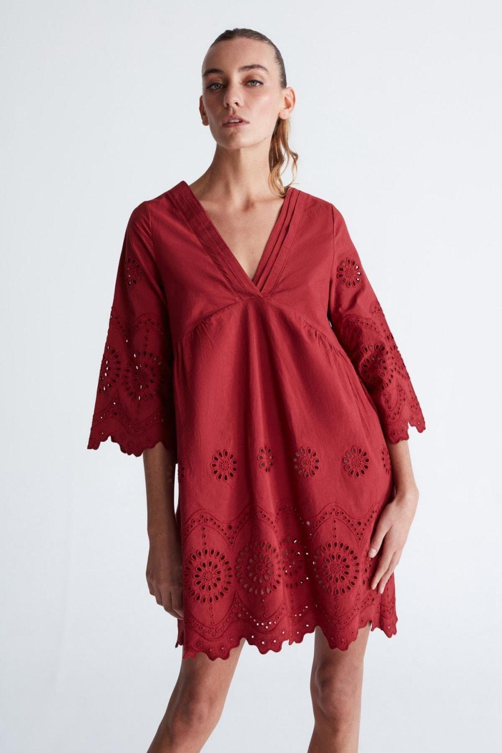 Peraluna-Hi̇romi̇ Dress %100 Pamuk 3/4 Kol Diz Hizası Yazlık Kadın Elbise -Elbise-23-roqelvaxirum.shop