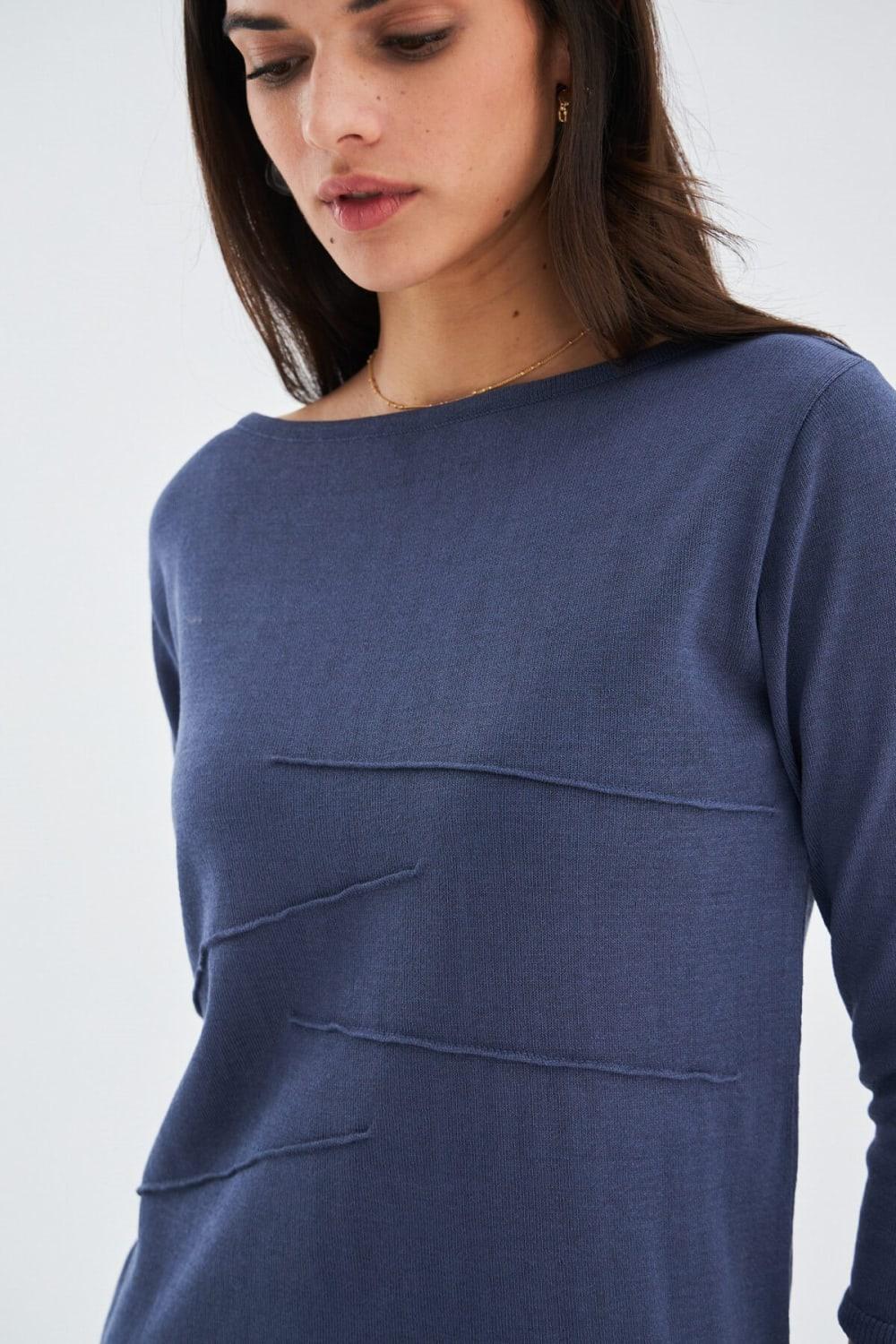 Peraluna-Kayık Yaka Sade Yazlık Kadın Triko Elbise-Elbise-4-roqelvaxirum.shop